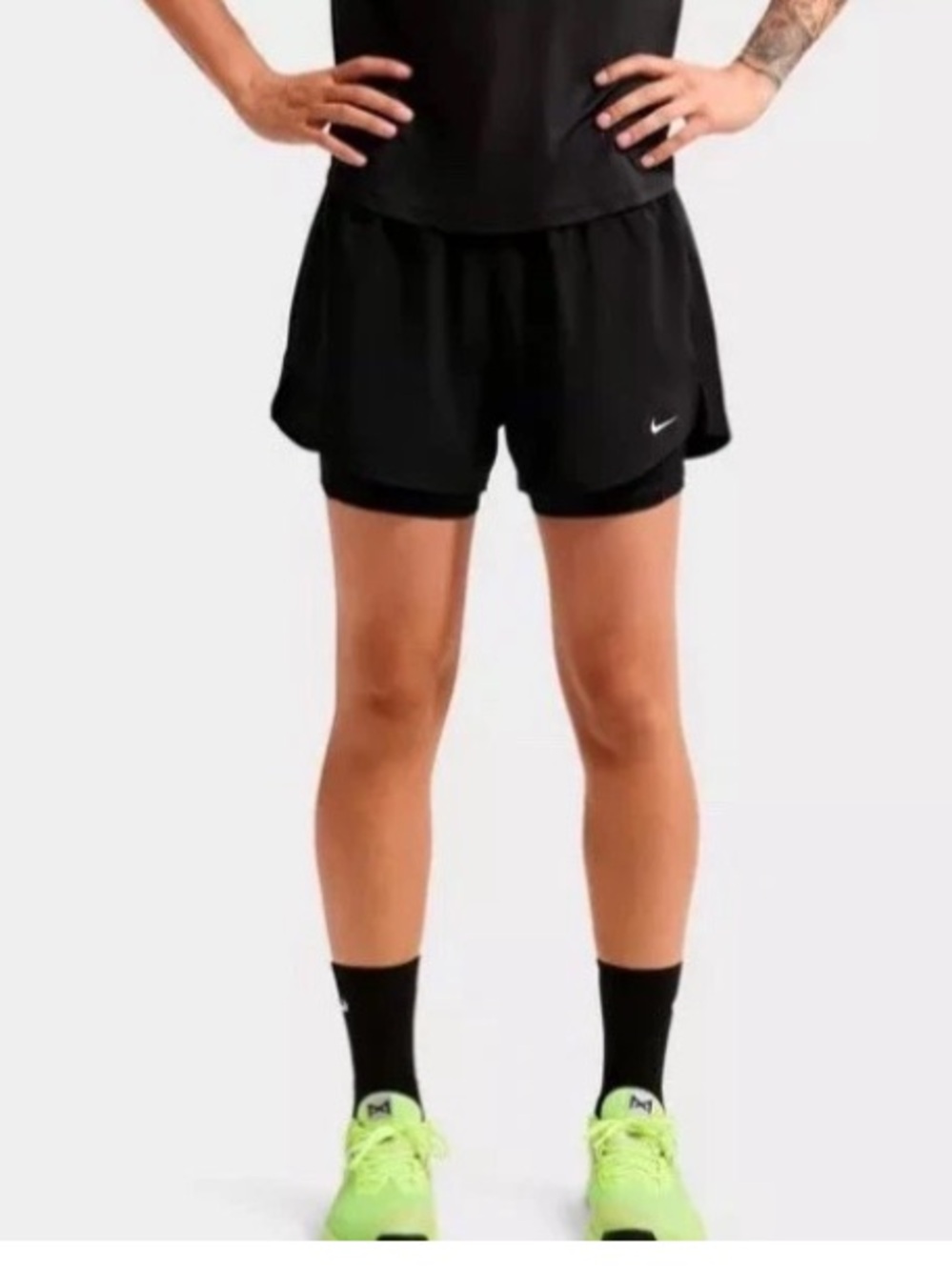 NWT Nike Women's Dri-FIT High-Waisted 3" 2-in-1 Shorts Black Small Athletic Gear
